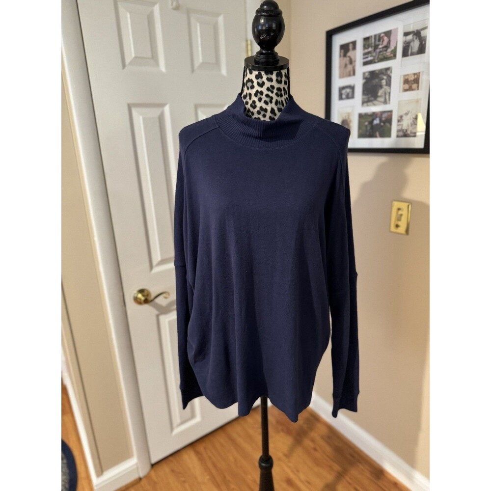 Sonoma Goods for Life Mock neck Sweater Relaxed Shoulder Minimalist XXL Blue